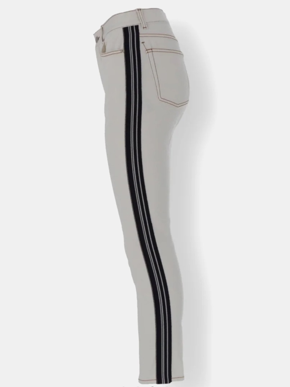 Alexander McQueen White Skinny Jeans with Black Side Stripes